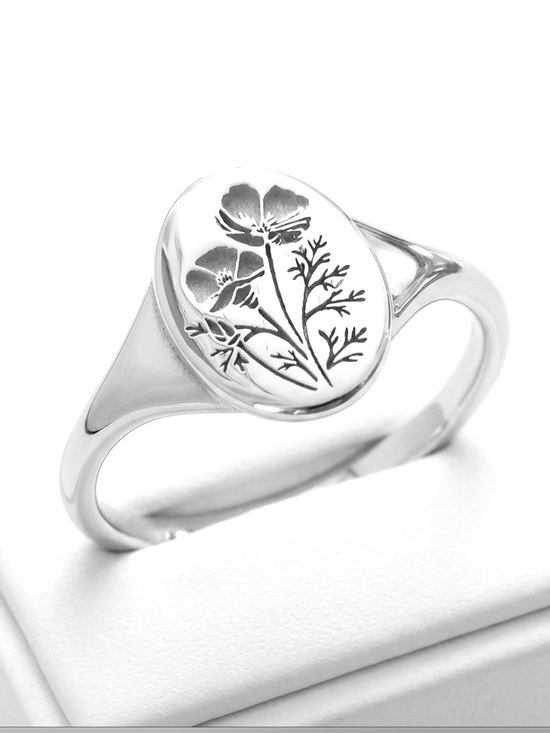Boheme Jewelry - New Minimalist Bohemian Orchid Sterling Silver Signet Floral Engraved Ring